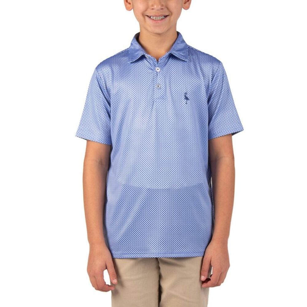 Tailorbyrd Boys  Mini Dots Performance Polo Shirt, Blue